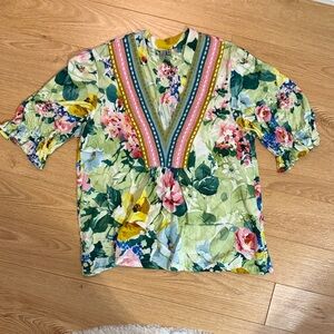 Floral V-Neck Women's Top - Anthropologie